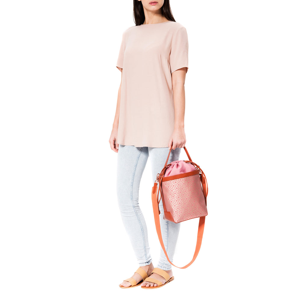 Mischa Bucket Bag - Rose (model shot)
