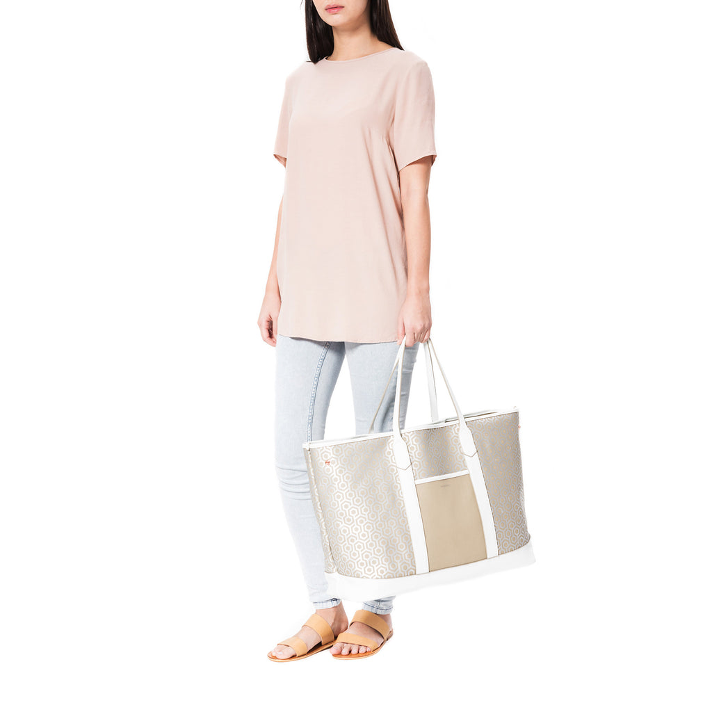 Mischa Bucket Tote - Stone (model shot)