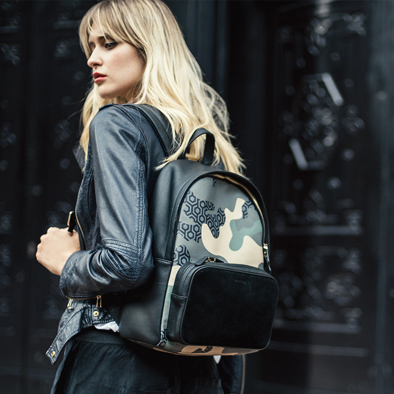 Mischa Backpack - Camo Green (Model Shot)