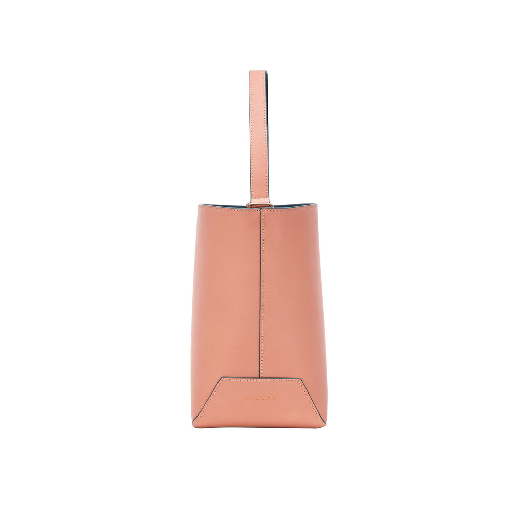 MISCHA Leather Bucket Bag - Rose (side)