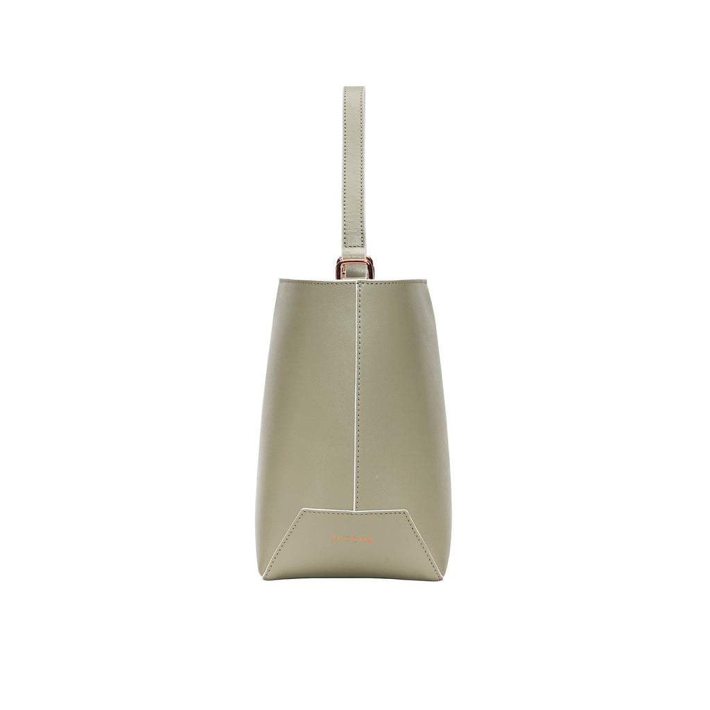 MISCHA Leather Bucket Bag - Stone (side2)