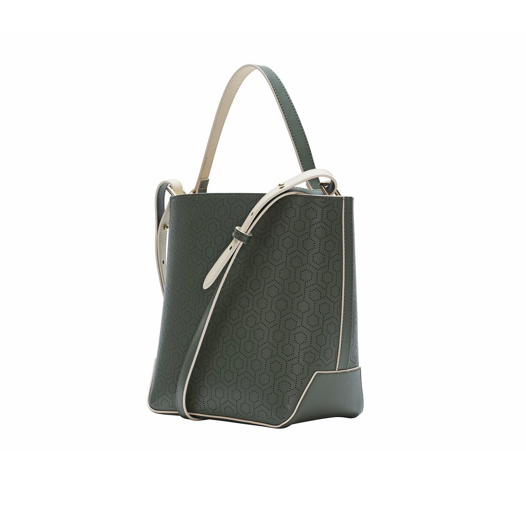 MISCHA Leather Bucket Bag - Ash (side)