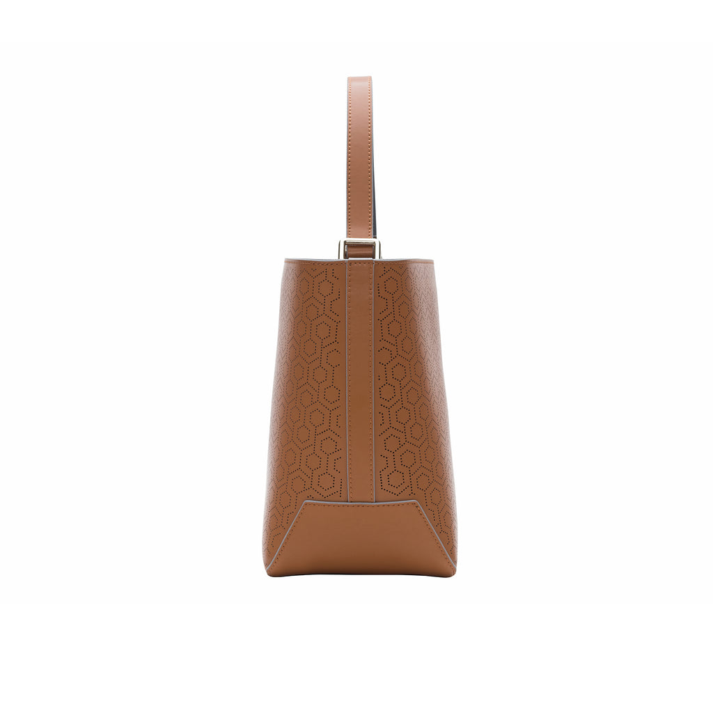 MISCHA Leather Bucket Bag - Oak (side2)