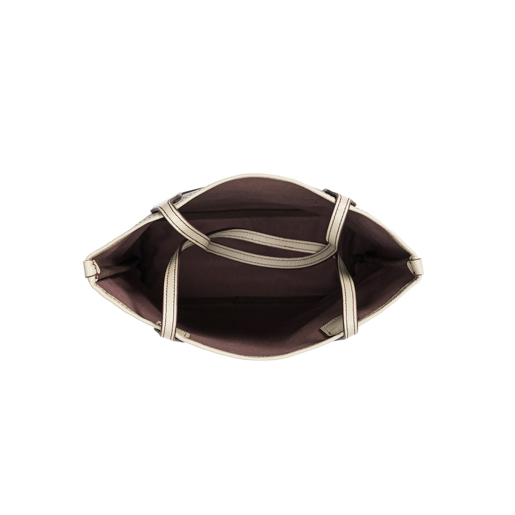 MISCHA Vertical Tote - Mahogany (top open)