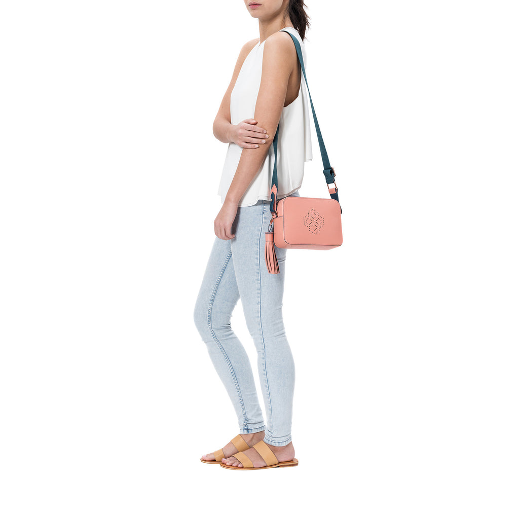 MISCHA Monogram Crossbody - Rose (model shot)