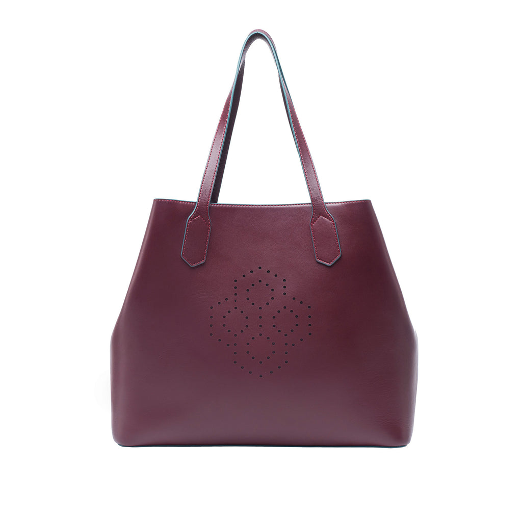 MISCHA Monogram Tote - Burgundy (closed)