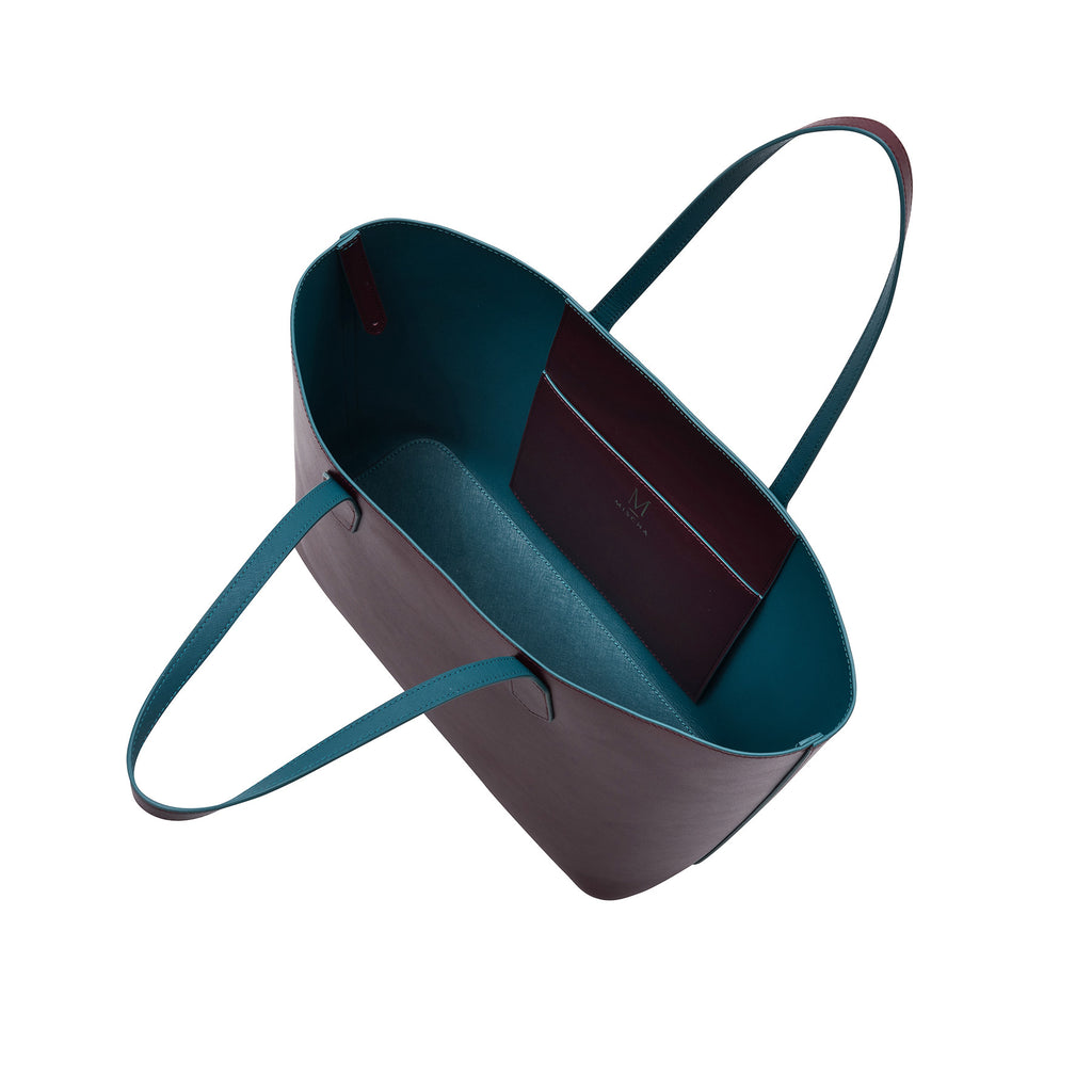 MISCHA Monogram Tote - Burgundy (open)